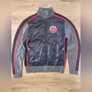 $228 RARE Bunker Mentality Golf Lambs Wool Range Jacket Men's L Colorblock Logo